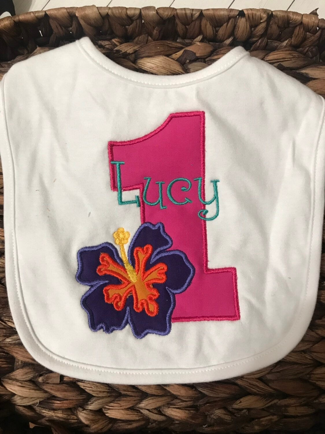 Luau First Birthday Baby Bib Personalized, Baby Girl Birthday Bib, Personalized, Bibs, 1st Birthday, Baby Bibs, Birthday Gift,Bib, baby bib