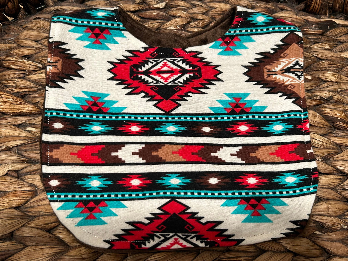 Southwestern Flannel Baby Bib: Personalized Minky Back