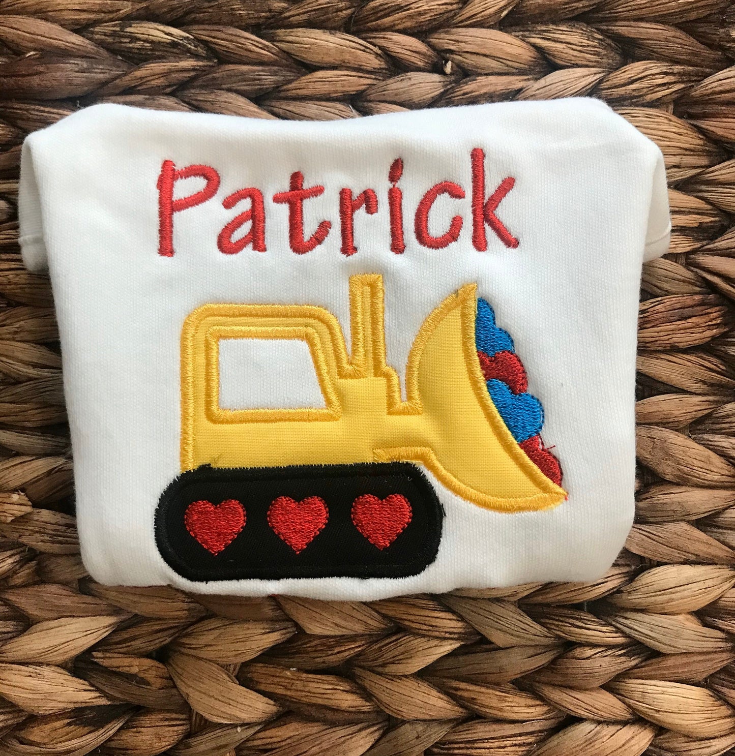 Personalized Valentine Bulldozer Shirt: Boys Excavator Tee