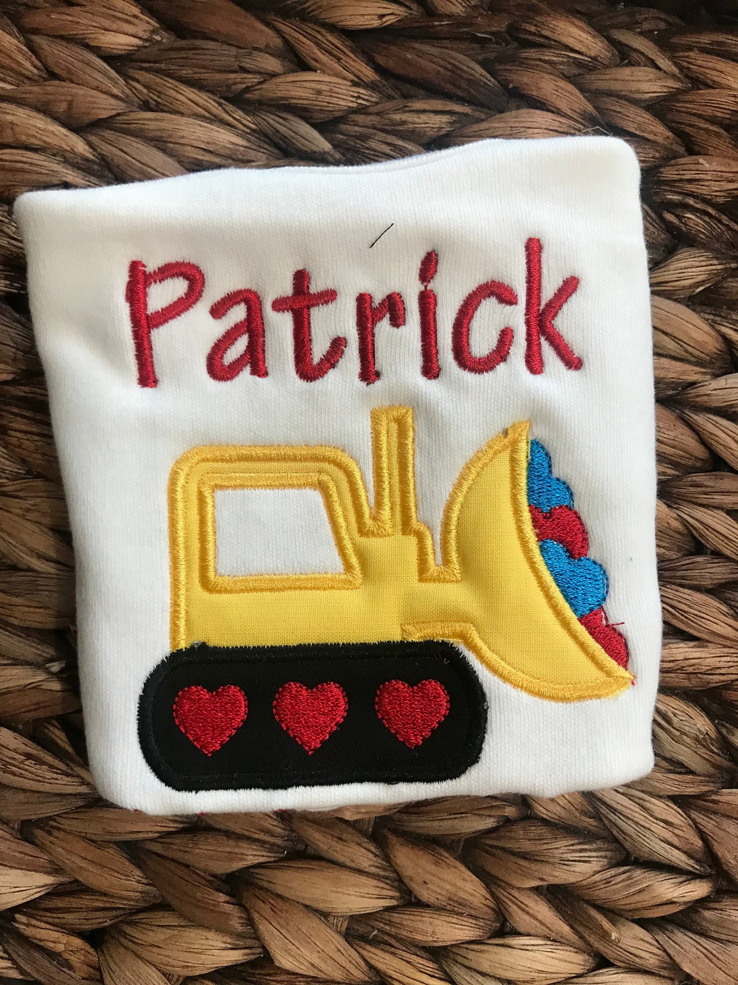 Personalized Valentine Bulldozer Shirt: Boys Excavator Tee