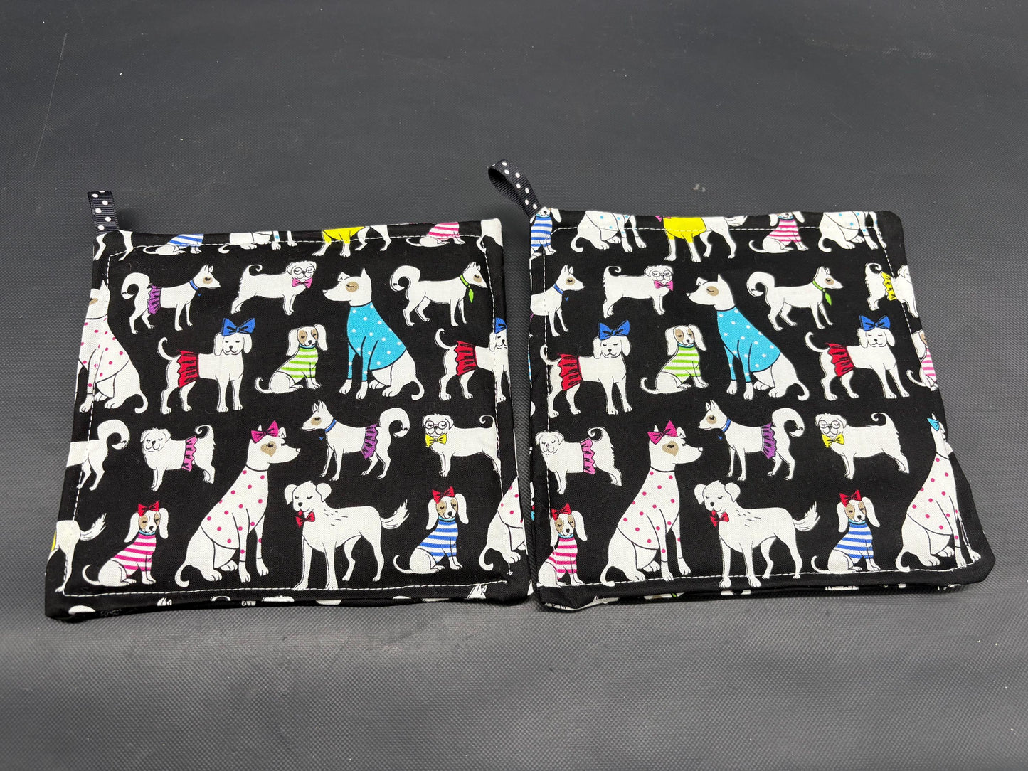 Dog Kitchen Potholder Set, Hot Pads, Kitchen Potholder Set, Handmade Potholder Set, Quilted Potholder Set, Housewarming Gift, Dog Lover Gift