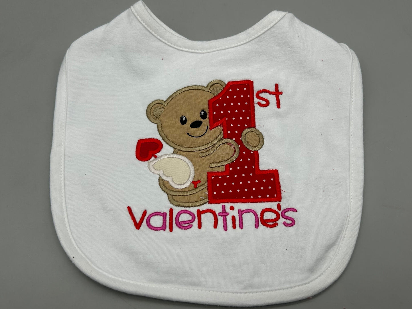 My 1st Valentine's Baby Bib: Embroidered and Personalized