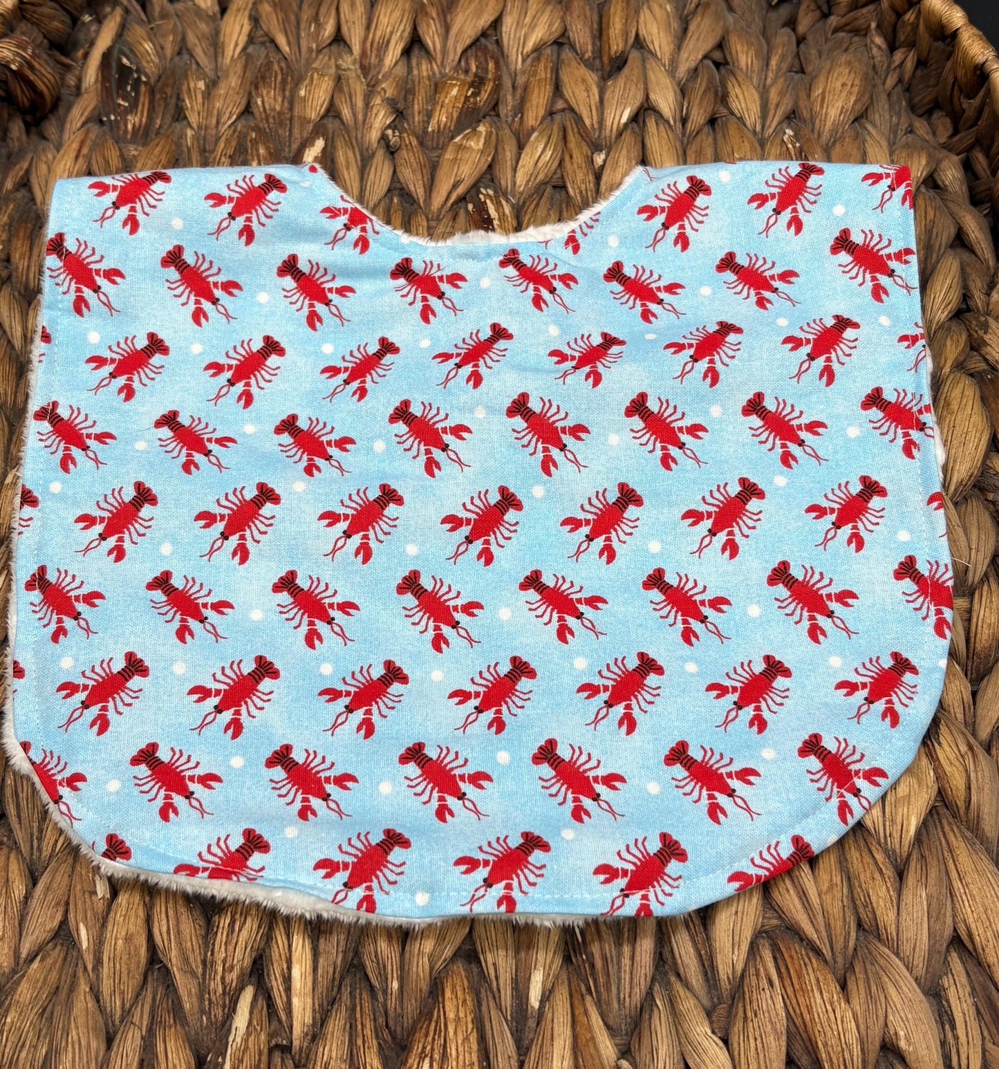 Nautical Lobster Print Baby Bib for Boy or Girl, Personalization Optional