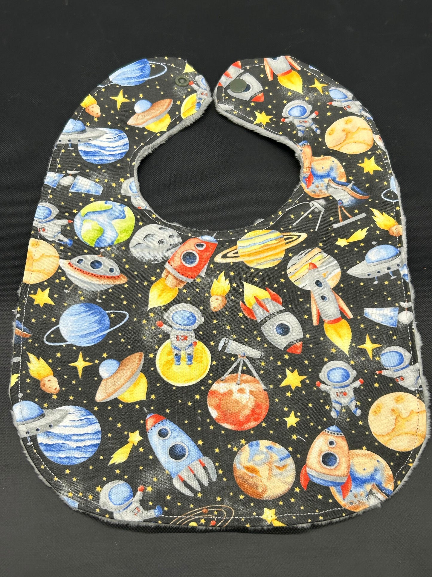 Space Rocket Baby Boy Bib, Personalization Optional