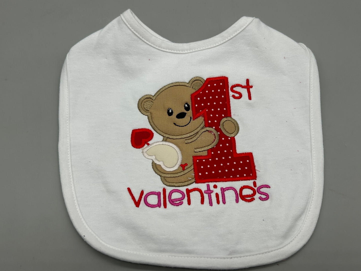 My 1st Valentine's Baby Bib: Embroidered and Personalized