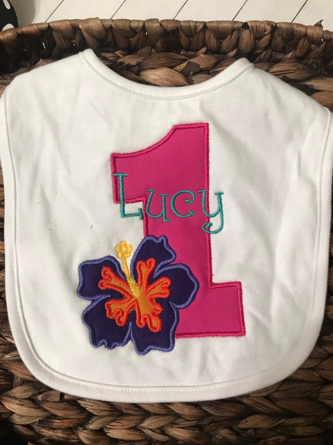Luau First Birthday Baby Bib Personalized, Baby Girl Birthday Bib, Personalized, Bibs, 1st Birthday, Baby Bibs, Birthday Gift,Bib, baby bib