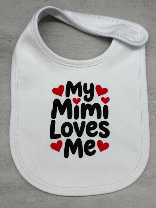 My Mimi Loves Me Baby Bib for Baby Girl or Baby Boy