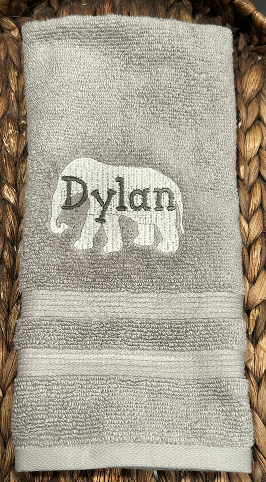Embroidered Elephant BathTowel: Personalized Kids Bath Towel