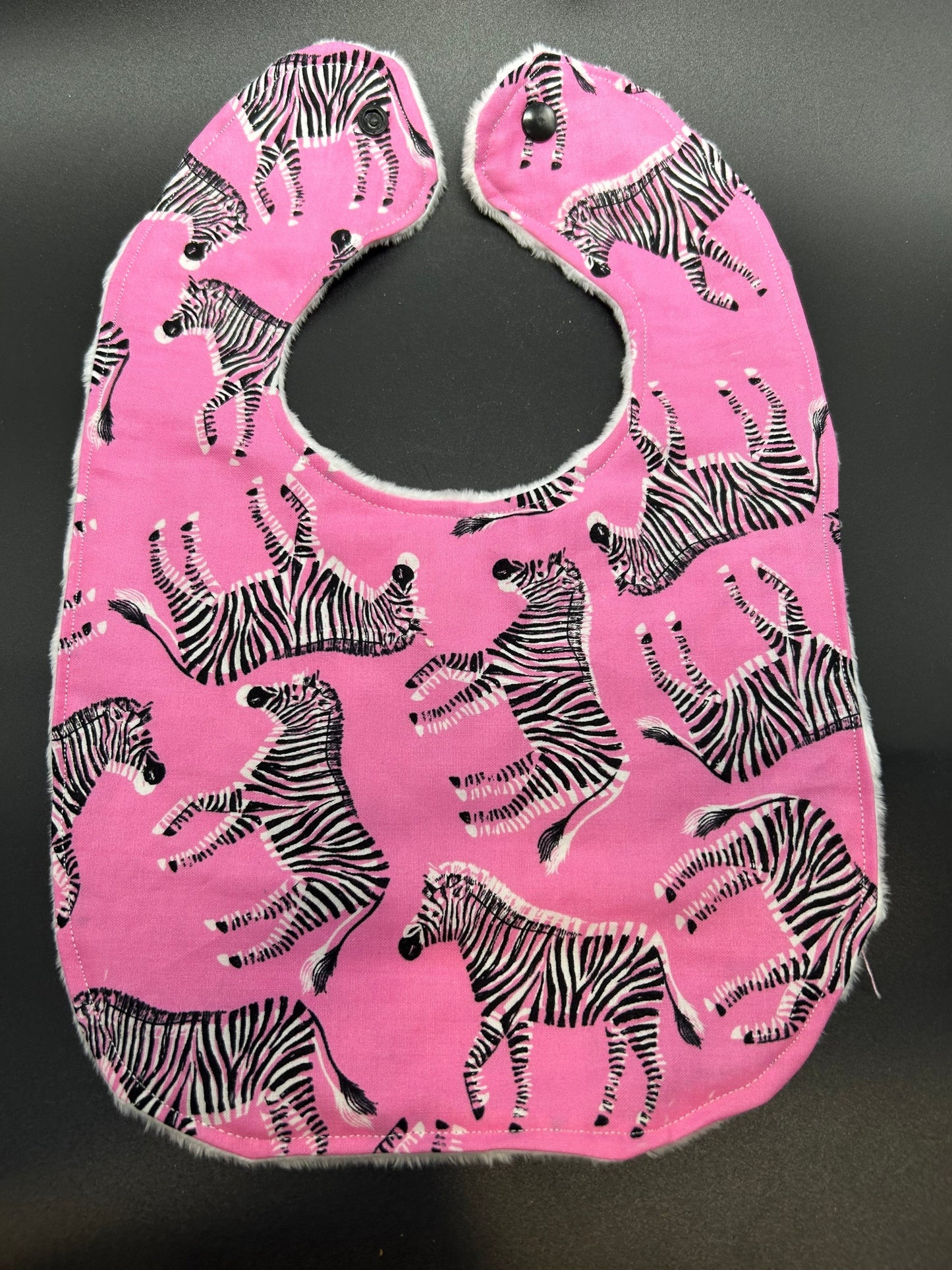 Pink Zebra Baby Bib Personalization Optional