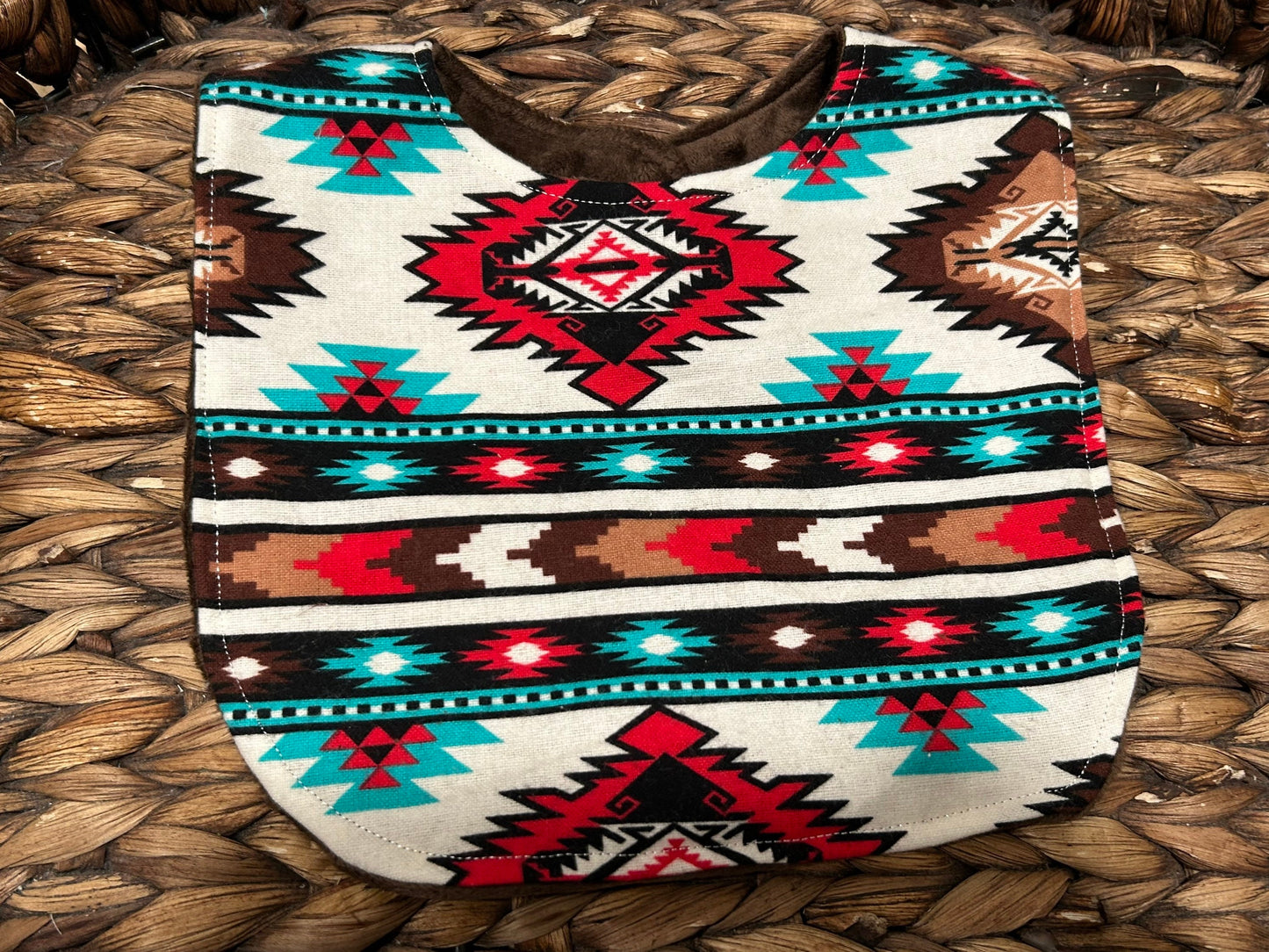 Southwestern Flannel Baby Bib: Personalized Minky Back