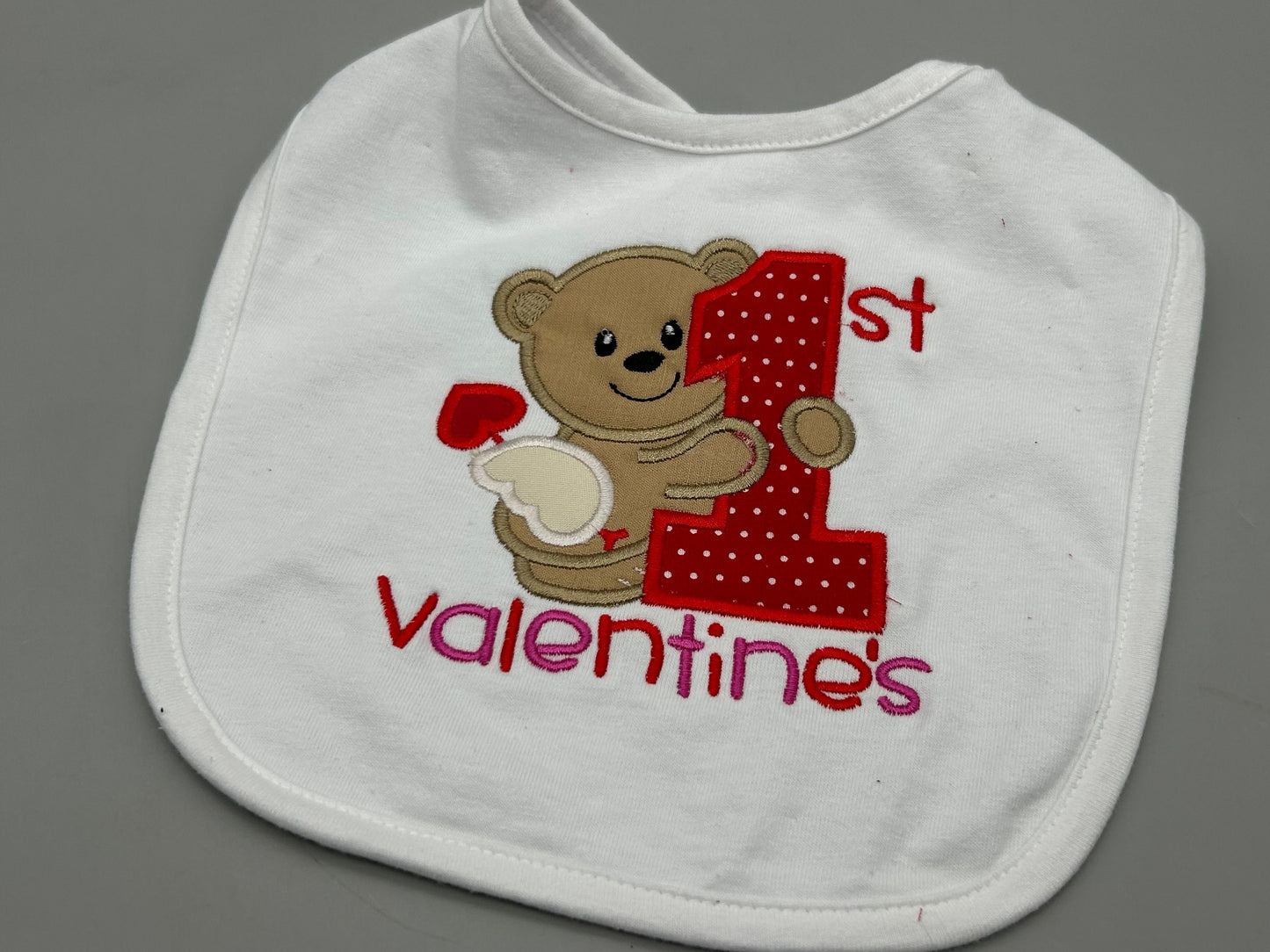 My 1st Valentine's Baby Bib: Embroidered and Personalized