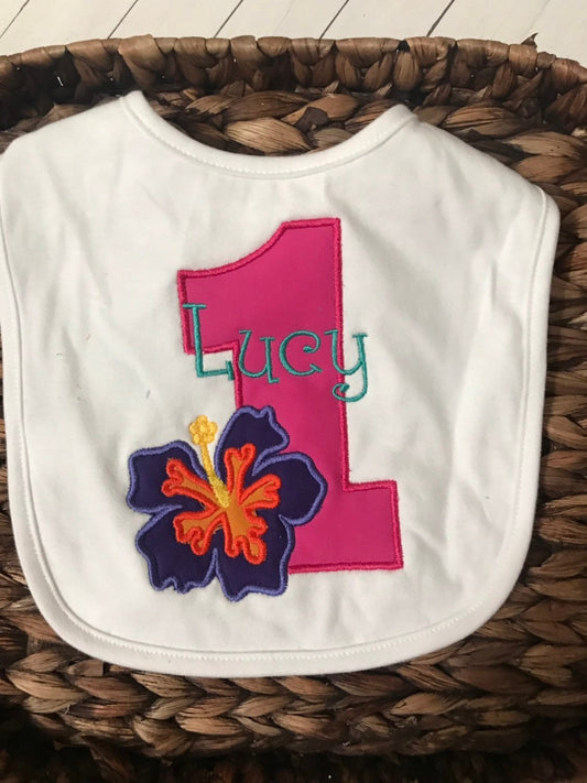 Luau First Birthday Baby Bib Personalized, Baby Girl Birthday Bib, Personalized, Bibs, 1st Birthday, Baby Bibs, Birthday Gift,Bib, baby bib