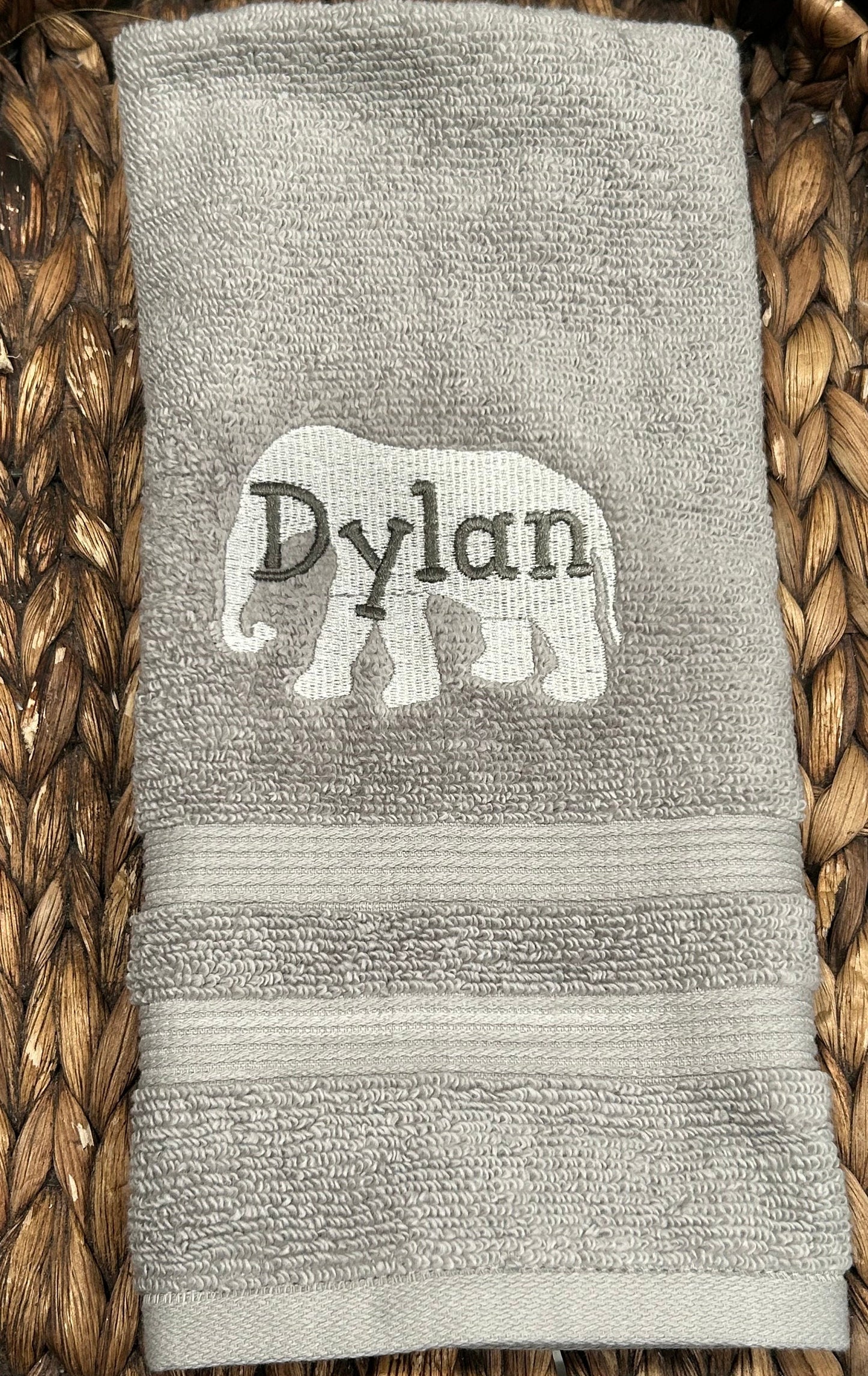 Embroidered Elephant BathTowel: Personalized Kids Bath Towel