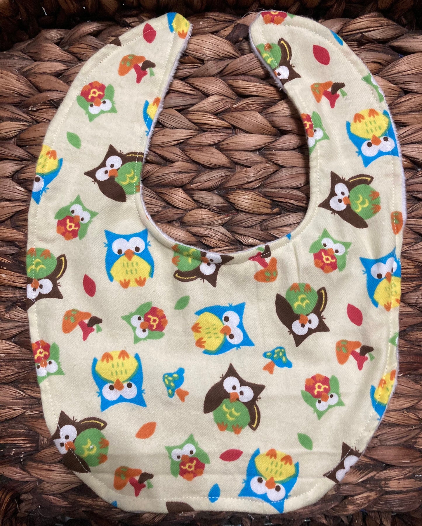 Owl Baby Bib: Personalized Flannel & Minky Bib