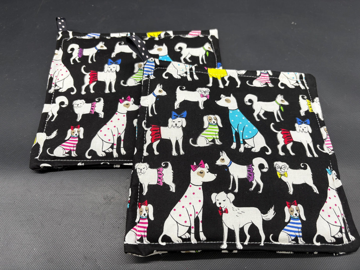 Dog Kitchen Potholder Set, Hot Pads, Kitchen Potholder Set, Handmade Potholder Set, Quilted Potholder Set, Housewarming Gift, Dog Lover Gift