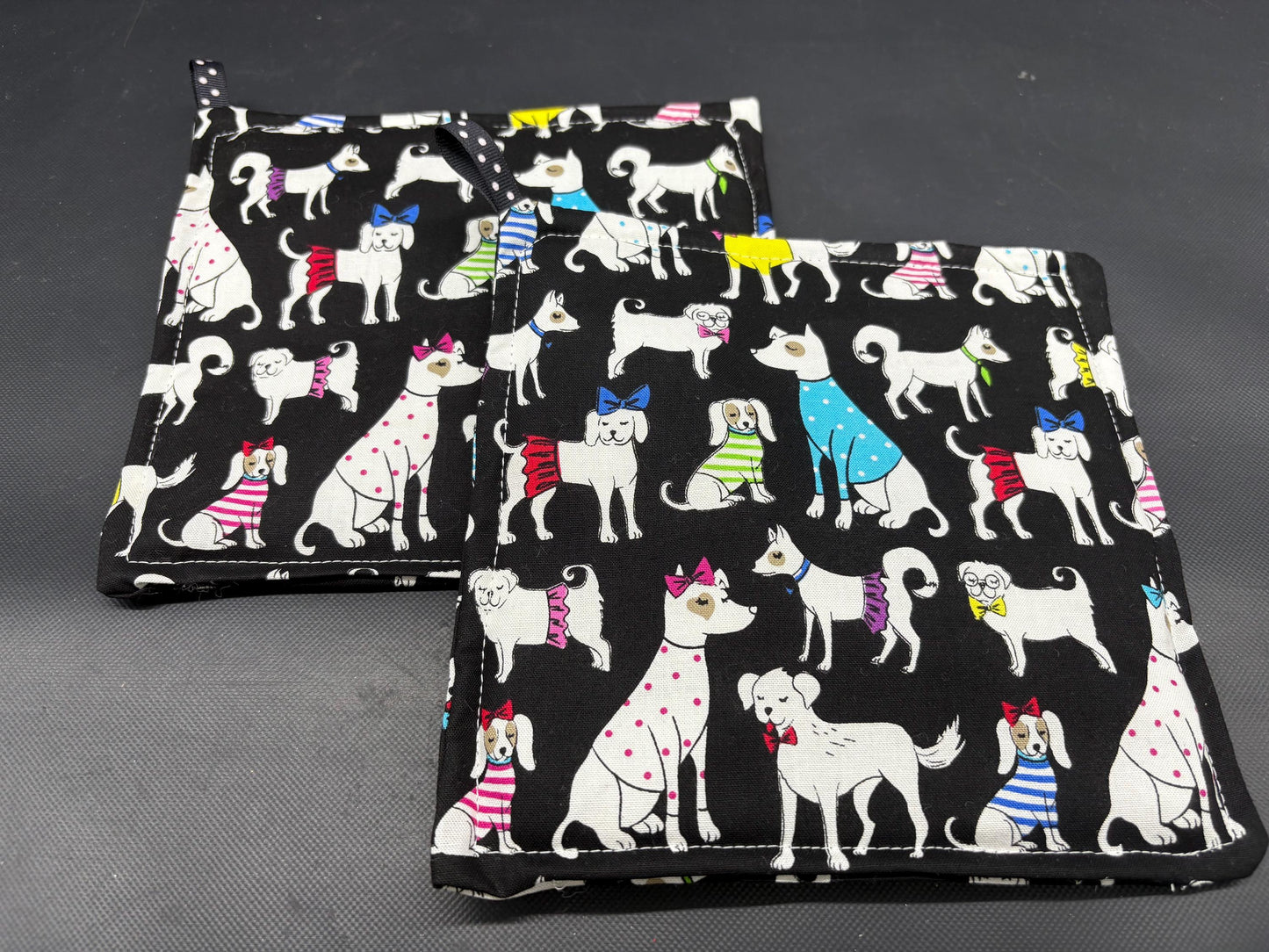 Dog Kitchen Potholder Set, Hot Pads, Kitchen Potholder Set, Handmade Potholder Set, Quilted Potholder Set, Housewarming Gift, Dog Lover Gift