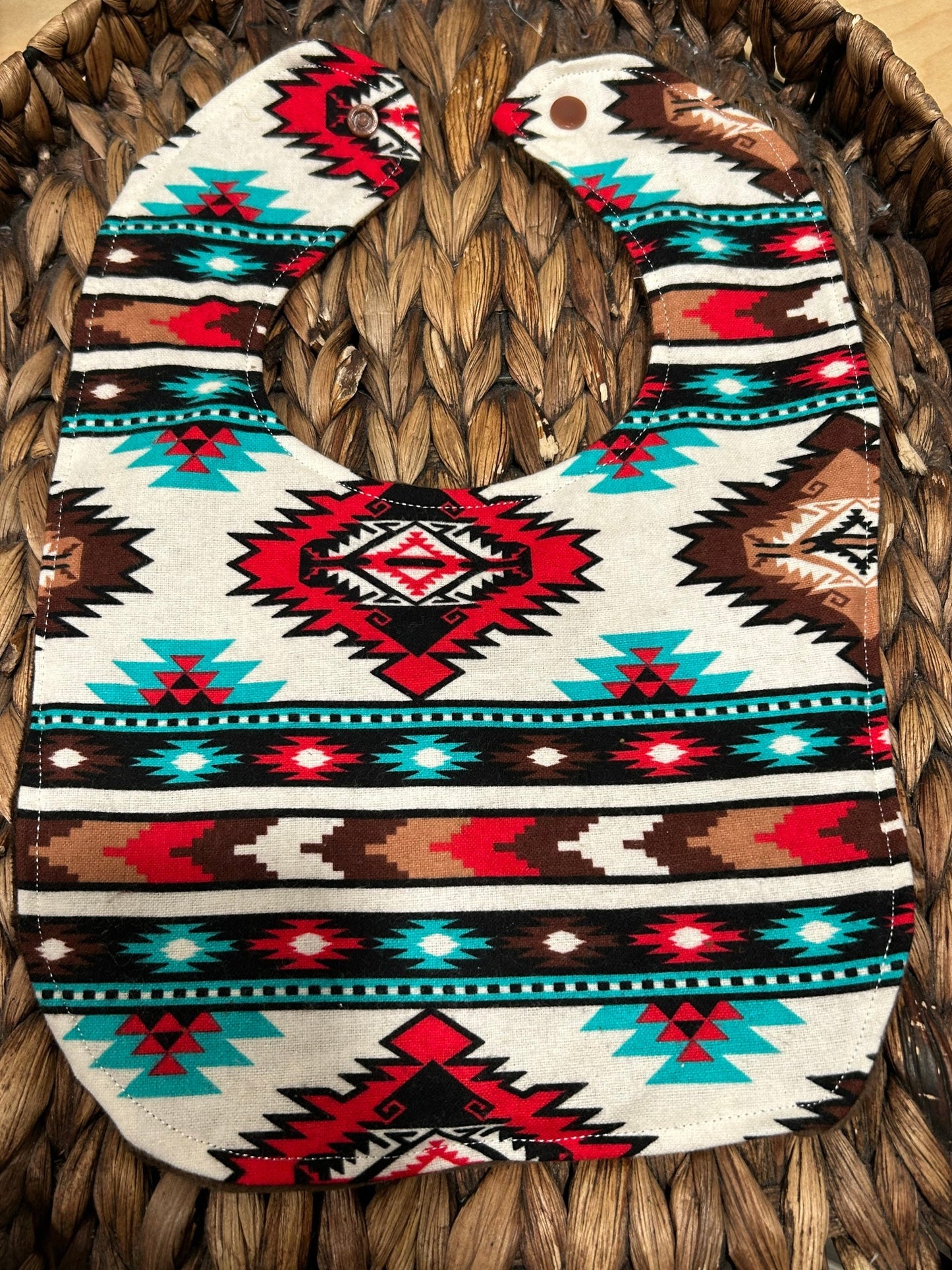 Southwestern Flannel Baby Bib: Personalized Minky Back