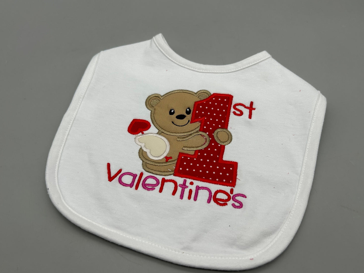 My 1st Valentine's Baby Bib: Embroidered and Personalized