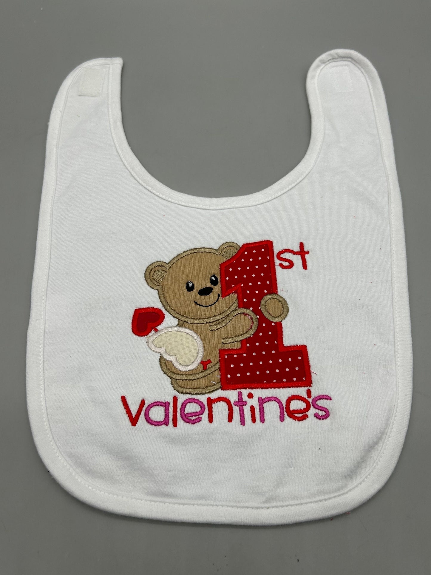 My 1st Valentine's Baby Bib: Embroidered and Personalized