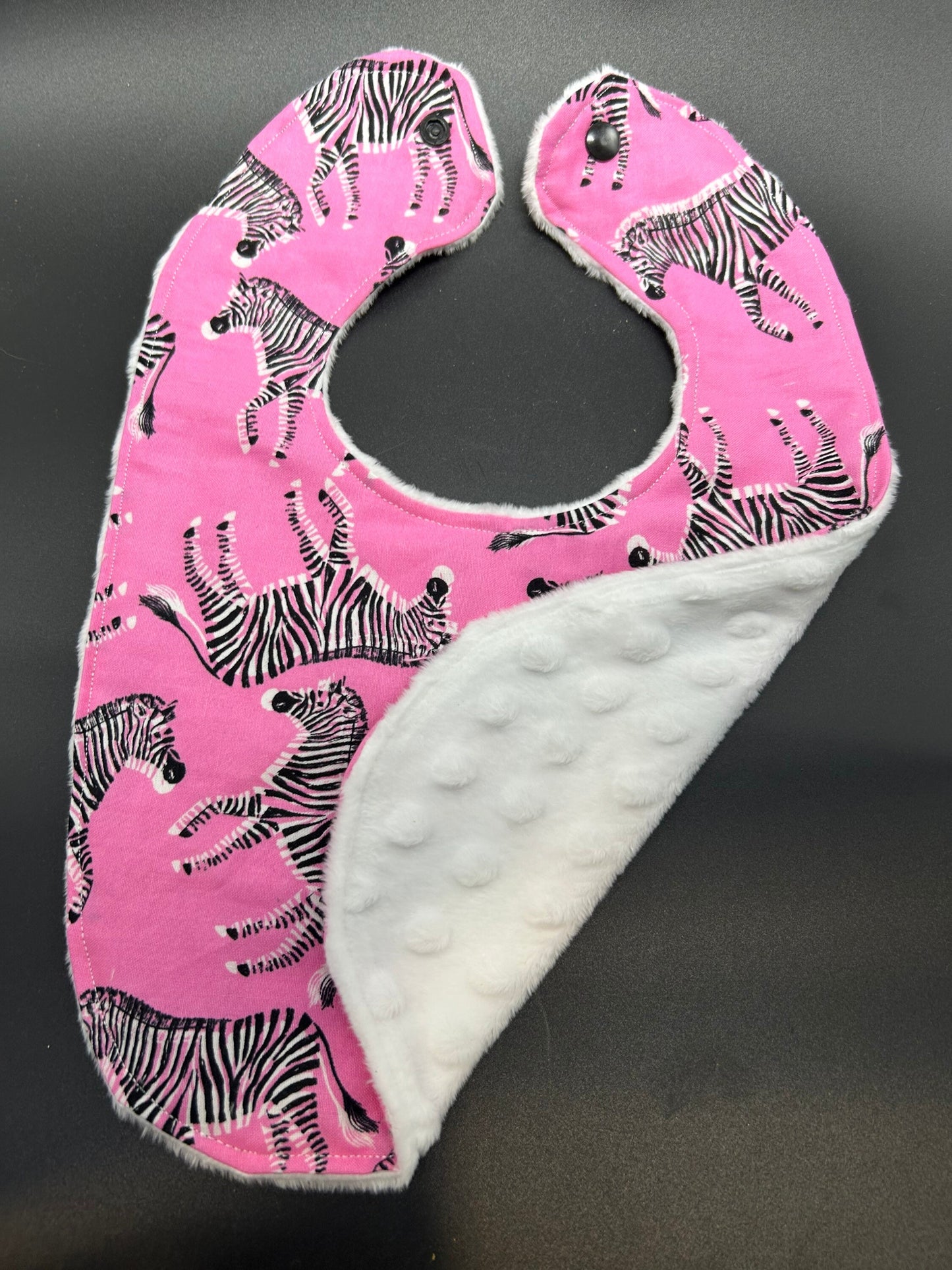 Pink Zebra Baby Bib Personalization Optional