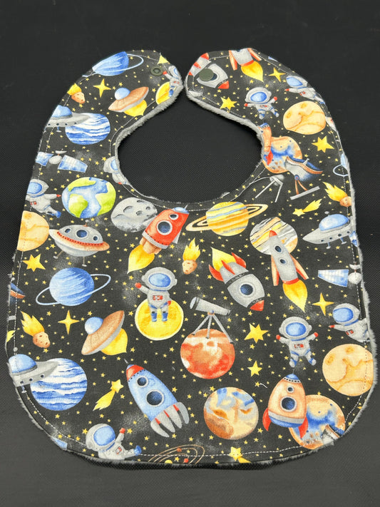 Space Rocket Baby Boy Bib, Personalization Optional