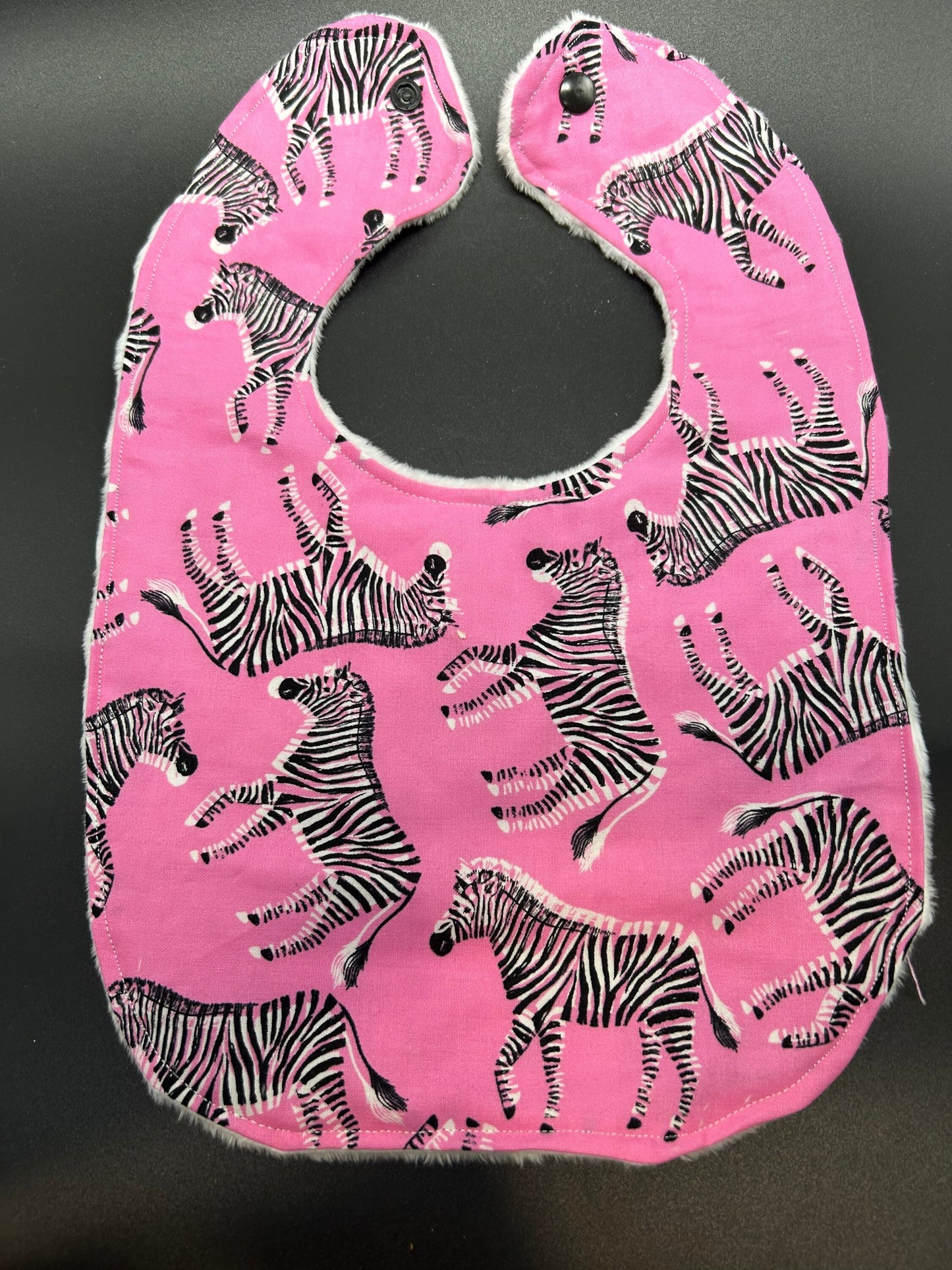 Pink Zebra Baby Bib Personalization Optional