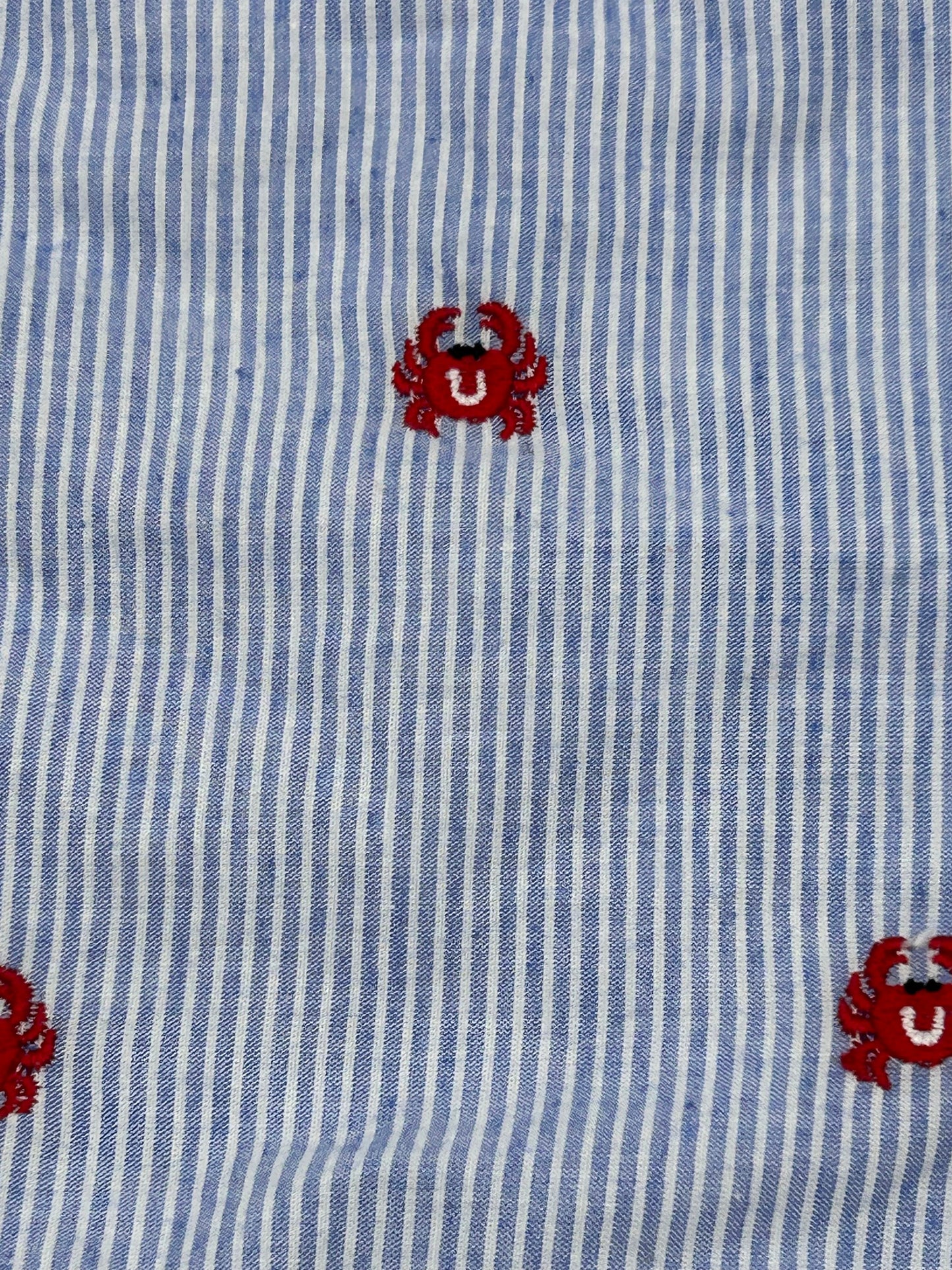 Crab Baby Bib: Nautical Blue Stripe, Personalized Minky Bib