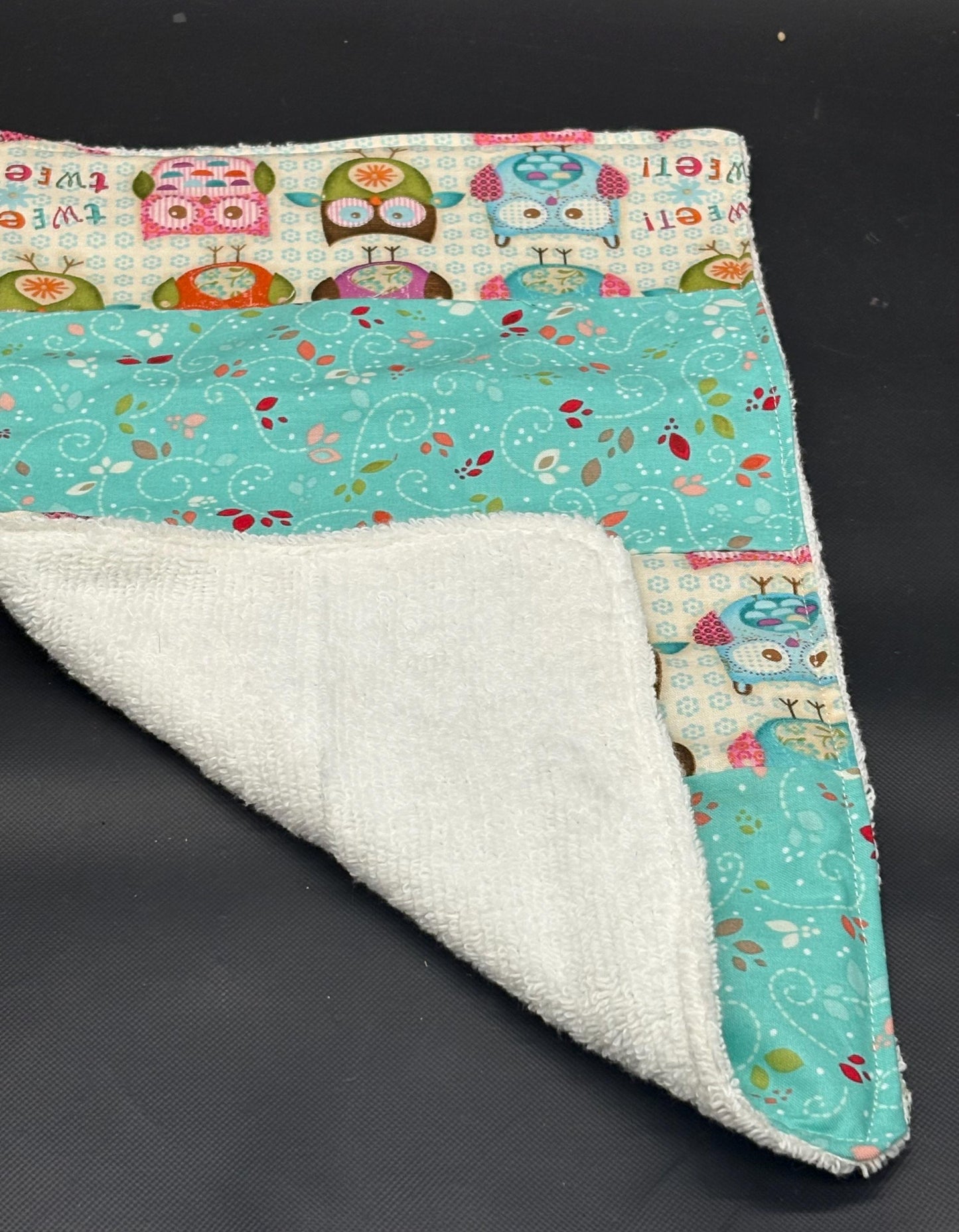 Owl Patchwork Baby Burp Cloth for Baby Girl